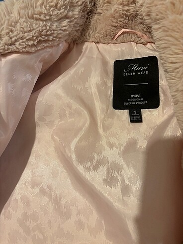 Bershka Mavi Pembe suni kürk peluş mont