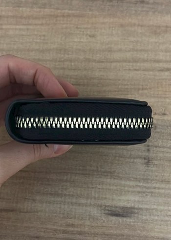 Suni deri Fermuarlı Siyah Kadın Cüzdanı - Görsel 5
