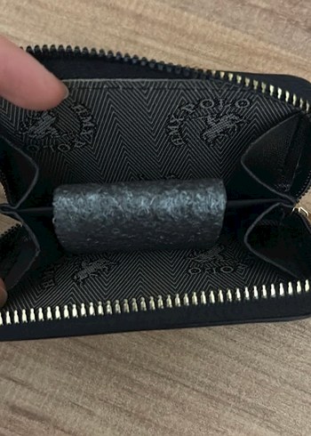 Suni deri Fermuarlı Siyah Kadın Cüzdanı - Görsel 2