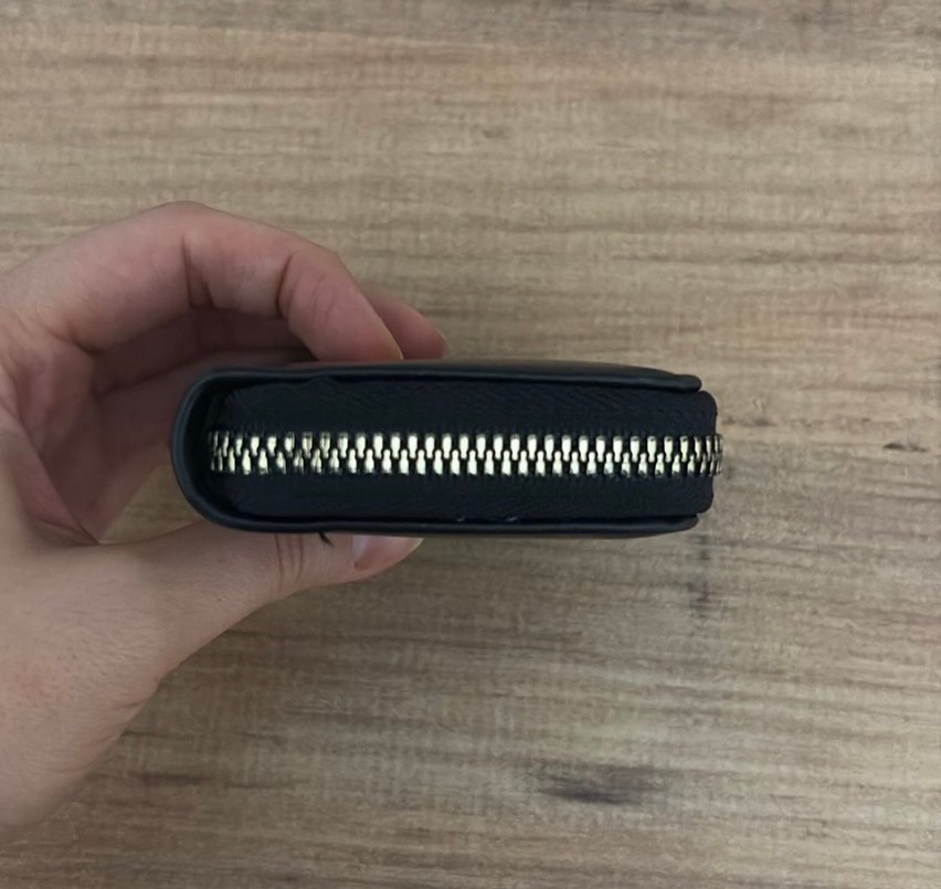 Suni deri Fermuarlı Siyah Kadın Cüzdanı - Görsel 5