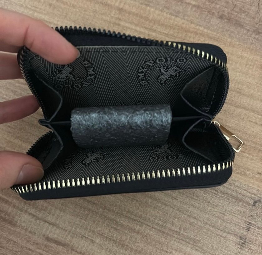 Suni deri Fermuarlı Siyah Kadın Cüzdanı - Görsel 2