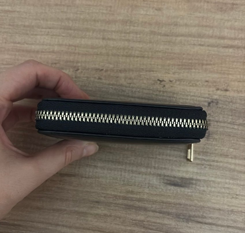 Suni deri Fermuarlı Siyah Kadın Cüzdanı - Görsel 3