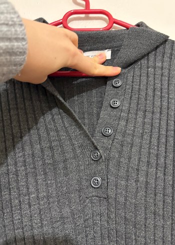 Gri Uzun Kollu Piliseli Kadın Elbise - Görsel 6