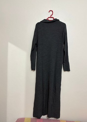 Gri Uzun Kollu Piliseli Kadın Elbise - Görsel 5