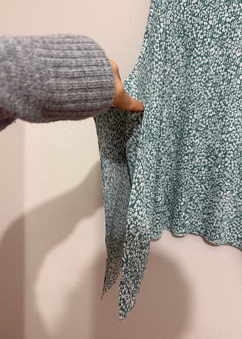 Yeşil Bağlama Desenli Uzun Kadın Etek - Görsel 3