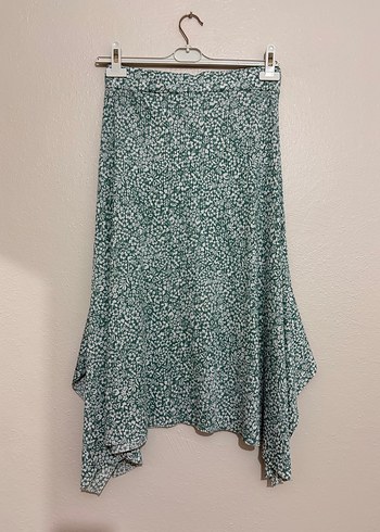 Yeşil Bağlama Desenli Uzun Kadın Etek - Görsel 2