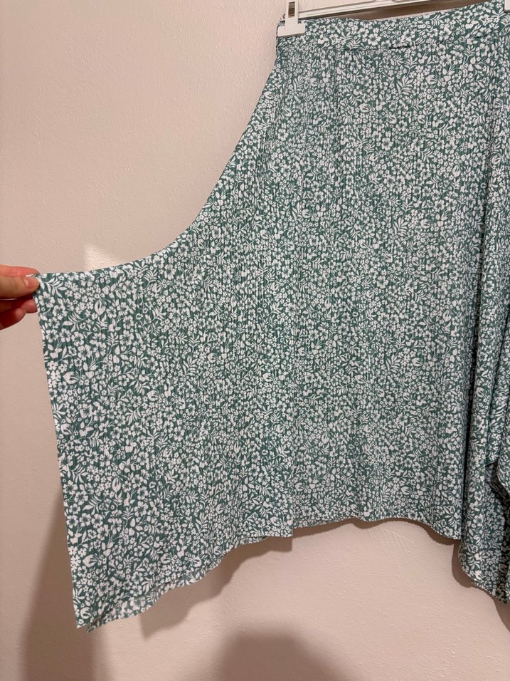 Yeşil Bağlama Desenli Uzun Kadın Etek - Görsel 5