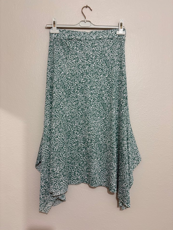 Yeşil Bağlama Desenli Uzun Kadın Etek - Görsel 2