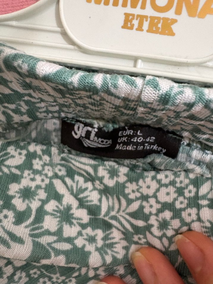 Yeşil Bağlama Desenli Uzun Kadın Etek - Görsel 4