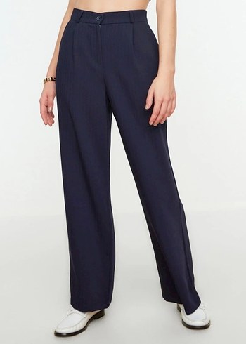 Lacivert Kadın Kumaş Pantolon - Görsel 2