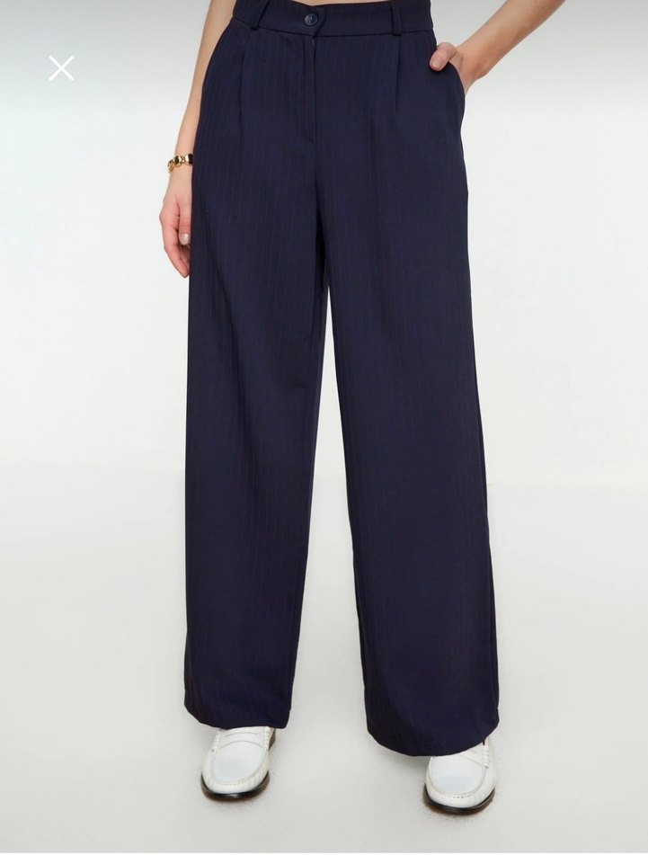 Lacivert Kadın Kumaş Pantolon - Görsel 4