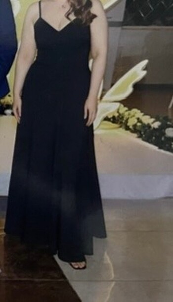 40 beden siyah yırtmaçlı abiye - Görsel 7