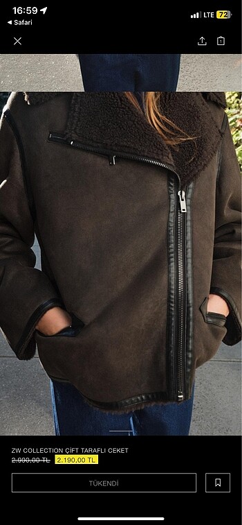 m Beden kahverengi Renk Zara biker mont