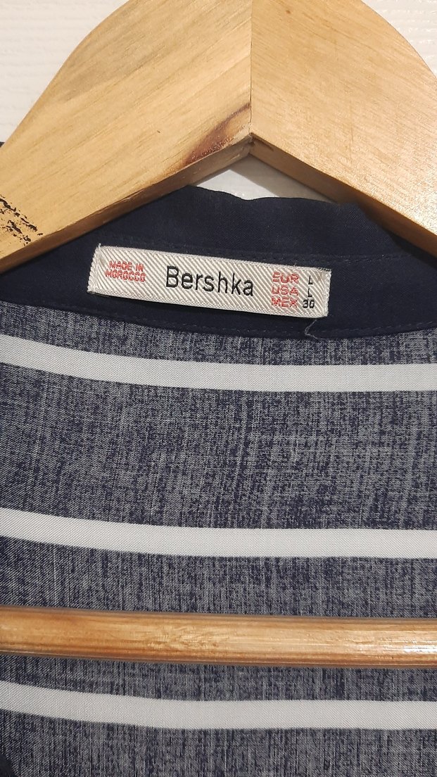 Çizgili Uzun Kollu Kadın Gömlek - Görsel 2