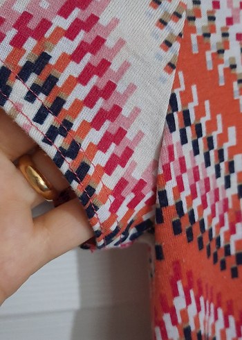 Renkli Desenli Uzun Örme Kadın Elbise - Görsel 3