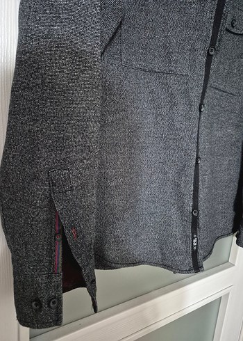 Düğmeli Gri Erkek Midi gomlek - Görsel 4