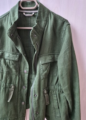 Düğmeli Yeşil Keten cocuk Ceket - Görsel 3