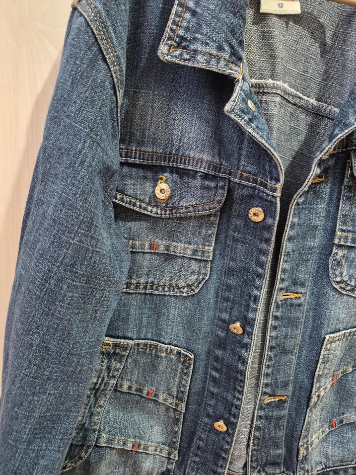 Mavi Düğmeli  kiz Kot Ceket - Görsel 3