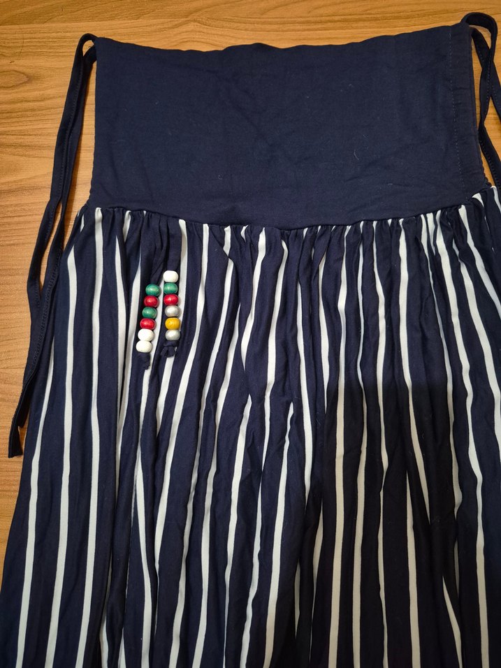 Lacivert Zebra Desenli Kadın Bol Paça Pantolon salvar - Görsel 2