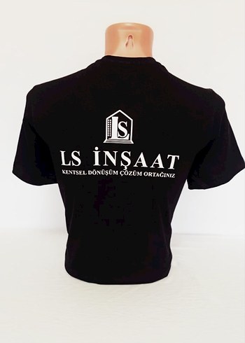 LS İnşaat Siyah Baskılı Erkek Tişörtler