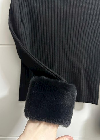 Siyah Örgü Kadın Uzun Kollu Hırka koton - Görsel 3