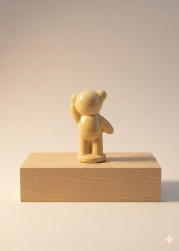 Milano teddy kemik porselen el boyama Bej Pastel Renkli Ayıcık - Görsel 2