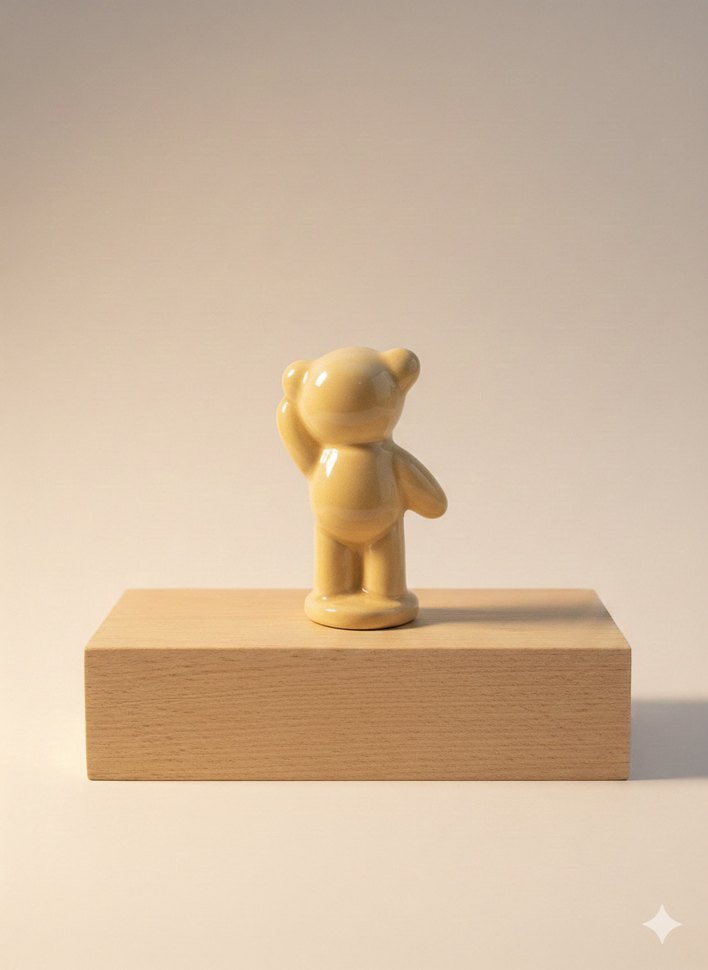 Milano teddy kemik porselen el boyama Bej Pastel Renkli Ayıcık - Görsel 2