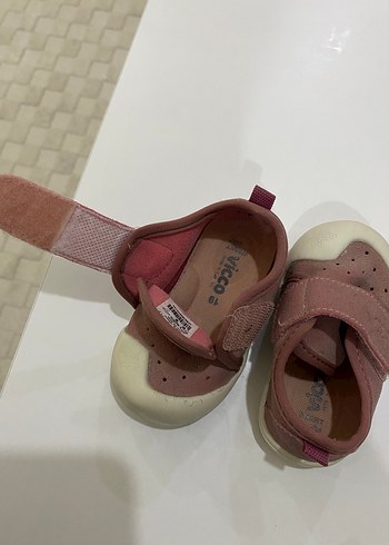 19 Beden pembe Renk Vicco Kız Bebek İlk Adım Ayakkabısı Pudra