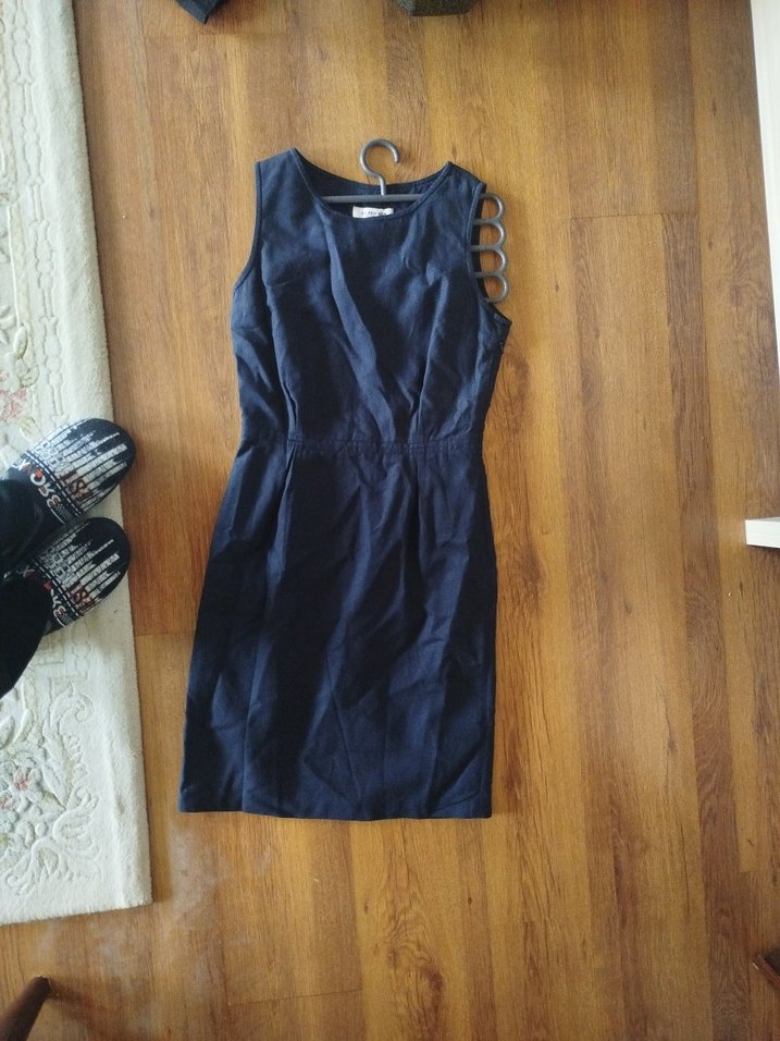 U.s polo Siyah Kolsuz Keten Kadın elbise - Görsel 2