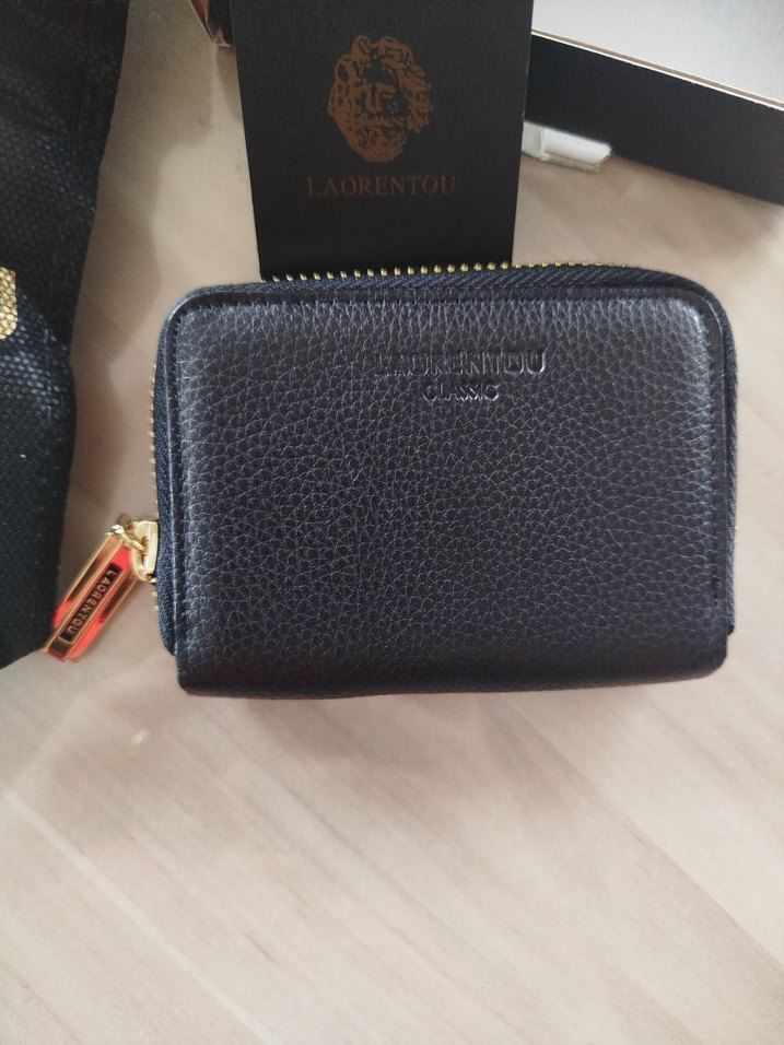 LAORENTOU Siyah Altın Renk Fermuarlı Erkek Cüzdanı - Görsel 2