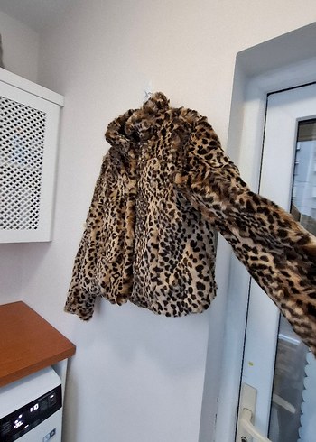 J2 Medium Leopar Desenli Kadın Suni Kürk Ceket - Görsel 3