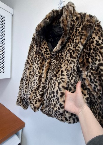 J2 Medium Leopar Desenli Kadın Suni Kürk Ceket - Görsel 9