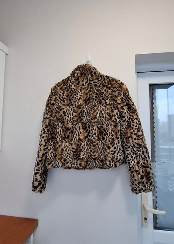 J2 Medium Leopar Desenli Kadın Suni Kürk Ceket - Görsel 5