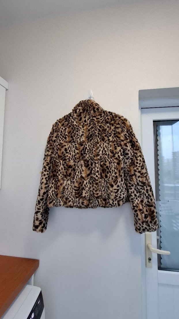 J2 Medium Leopar Desenli Kadın Suni Kürk Ceket - Görsel 5