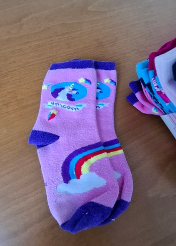 Kız Çocuk etiketli baskılı çorap 14 cm 3 yaş - Görsel 5