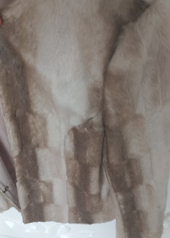 Bej Kadın Süet Kürklü Midi Ceket - Görsel 6