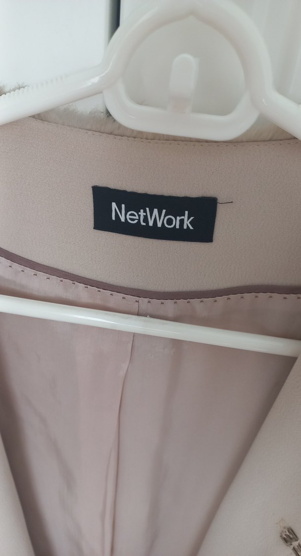 Bej Kadın Süet Kürklü Midi Ceket - Görsel 2