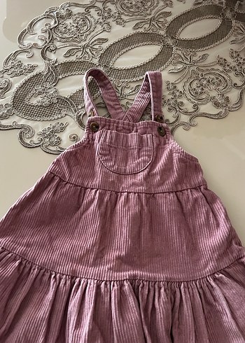 12-18 Ay Beden Kız Çocuk Pembe Fırfırlı Askılı Elbise
