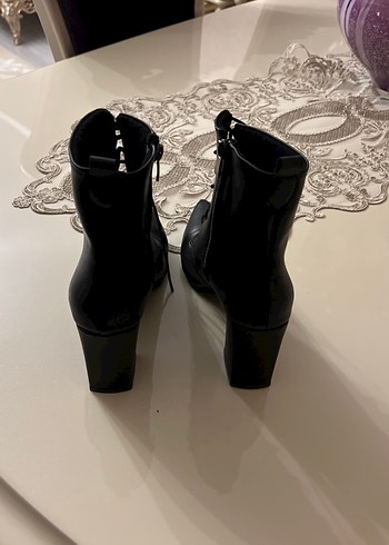 Diğer Siyah Deri Yılan Desenli Stiletto Topuklu Bot