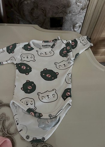 Uzun Kollu Örme Bebek Body - Gri Baskılı - Görsel 2