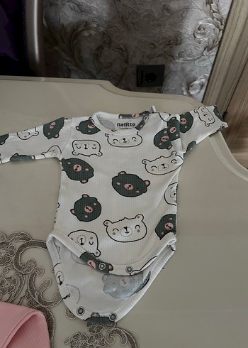 Uzun Kollu Örme Bebek Body - Gri Baskılı - Görsel 4