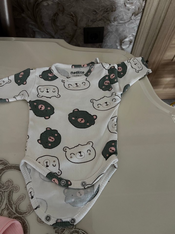 Uzun Kollu Örme Bebek Body - Gri Baskılı - Görsel 2