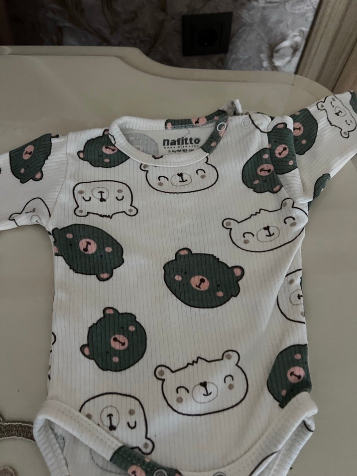 Uzun Kollu Örme Bebek Body - Gri Baskılı - Görsel 3