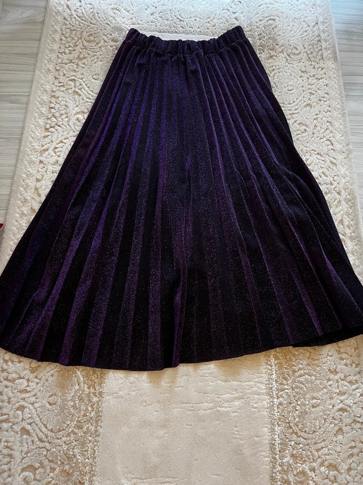 Mor Pilili Uzun Kadın Etek - Görsel 5