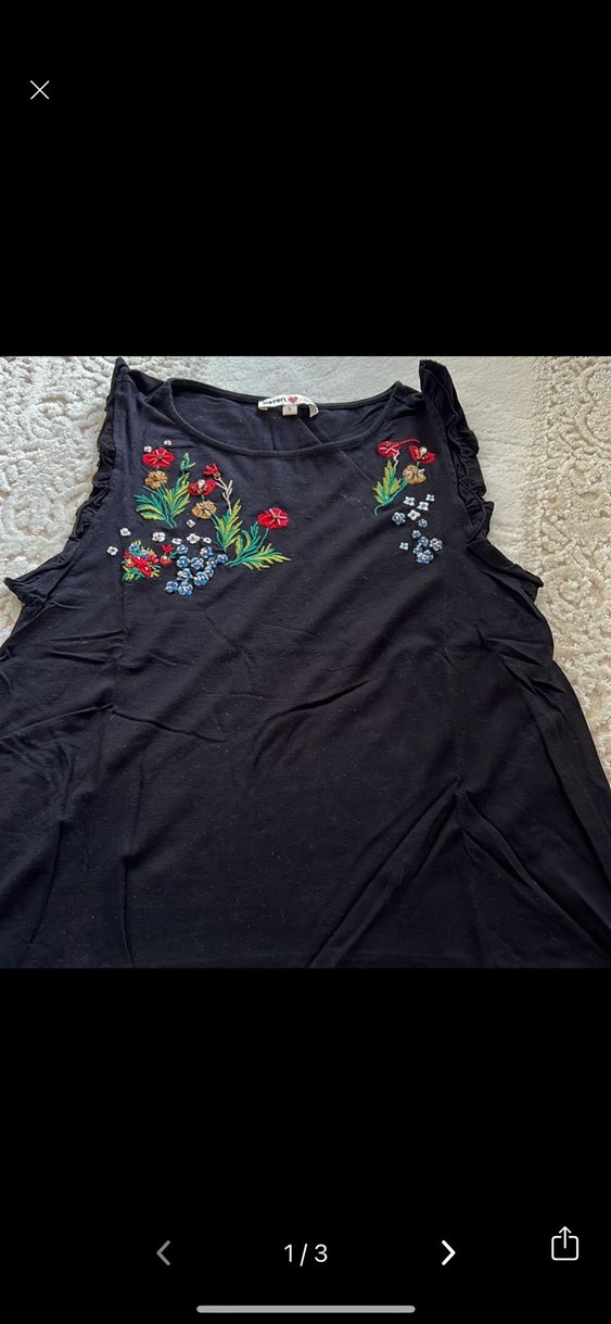 Nakışlı Siyah Kolsuz Bohem Bluz - Görsel 2