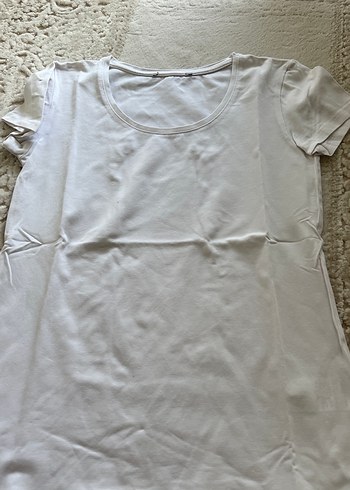 Kadın Beyaz Kısa Kollu Basic Tişört - Görsel 3