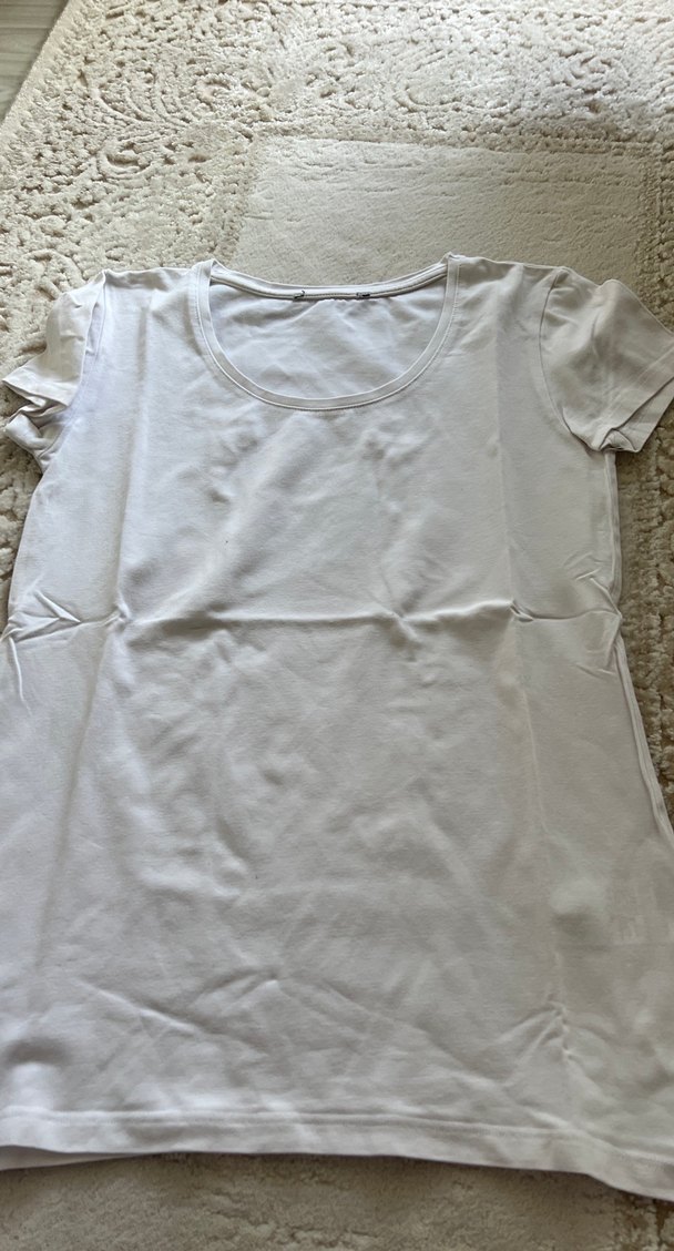 Kadın Beyaz Kısa Kollu Basic Tişört - Görsel 3