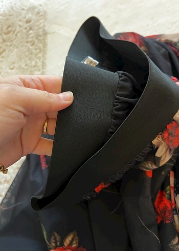 Çiçek Desenli Siyah Uzun Bohem Etek - Görsel 2