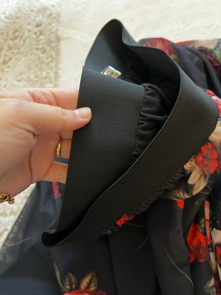 Çiçek Desenli Siyah Uzun Bohem Etek - Görsel 2