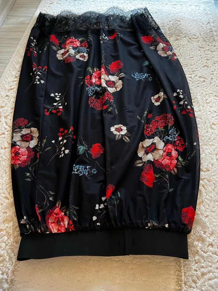 Çiçek Desenli Siyah Uzun Bohem Etek - Görsel 4